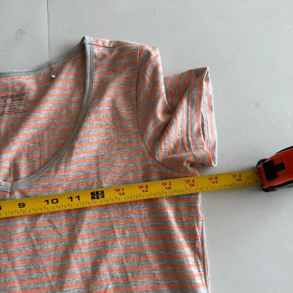 Toad & Co Marley Orange Gray Stripe Short Sleeve Organic T Shirt Womens size XS - Picture 7 of 8